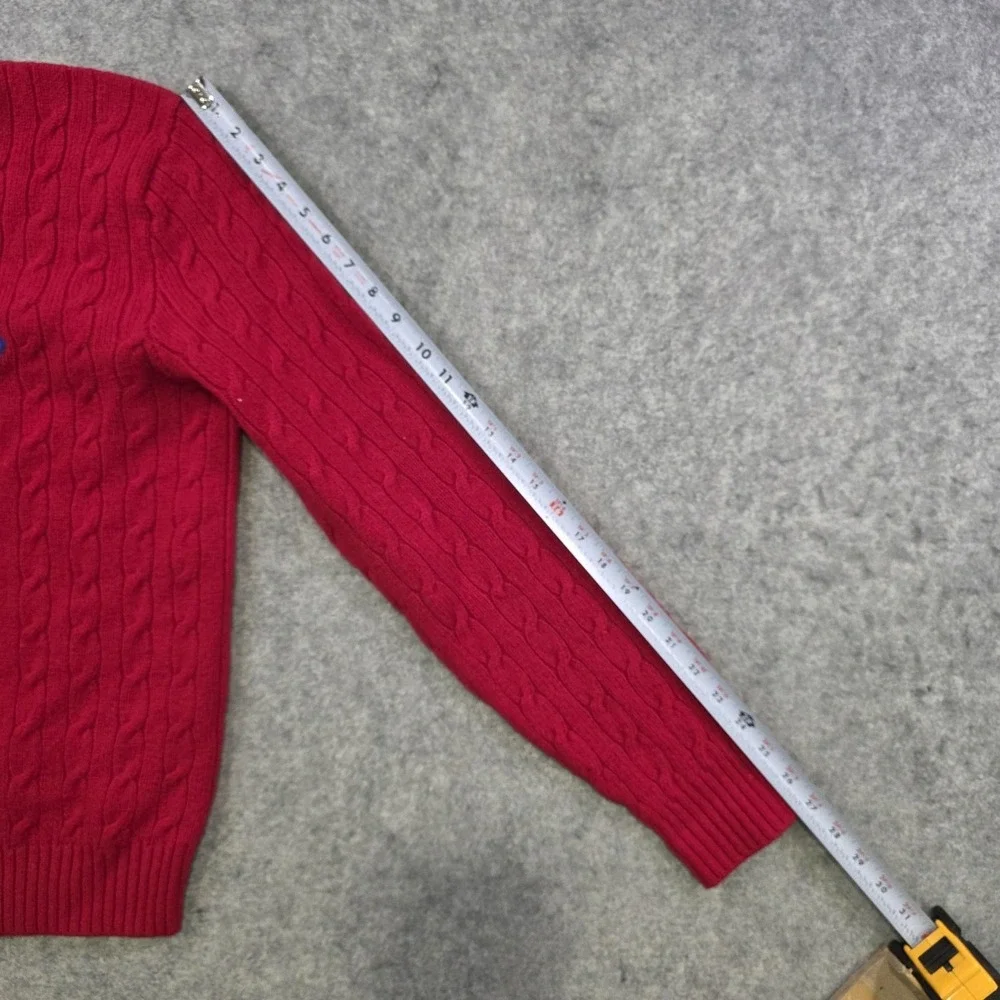 VTG Polo Ralph‎ Lauren Sweater Mens Large Red Merino Angora Cable Knit Crewneck